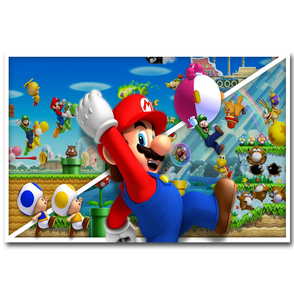 Super Mario Bros 3 художественная шелковая ткань постер печать 13x20 20x30 дюймов Vedio игры картинки для гостиной украшения стен 004 - Цвет: Цвет: желтый
