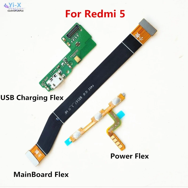 

Power Volume Flex & USB Charging Dock Flex Cable & Motherboard MainBoard Connections Flex Cable For Xiaomi Redmi 5