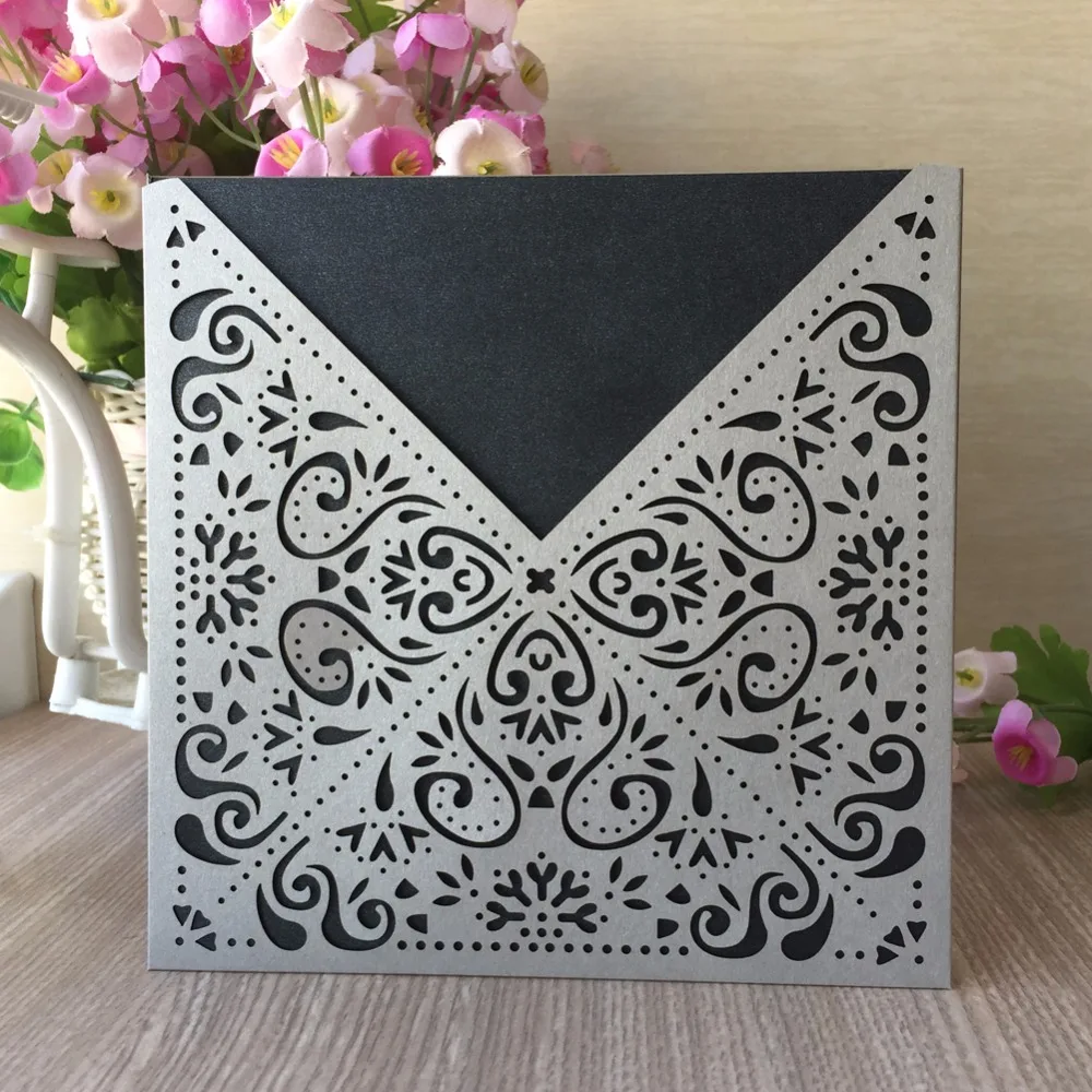 35pcs Pearl paper Flower wedding Decoration invitation card Pretty Pocket Design Party Event Invitation greeting Blessing cards | Дом и сад