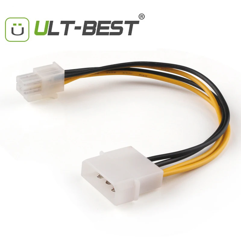 

ULT-BEST 10PCS SATA Power Cable for Motherboard HDD SSD ATX P4 to Molex 4pin Connector PCI-Express Power Adapter Cables 15CM