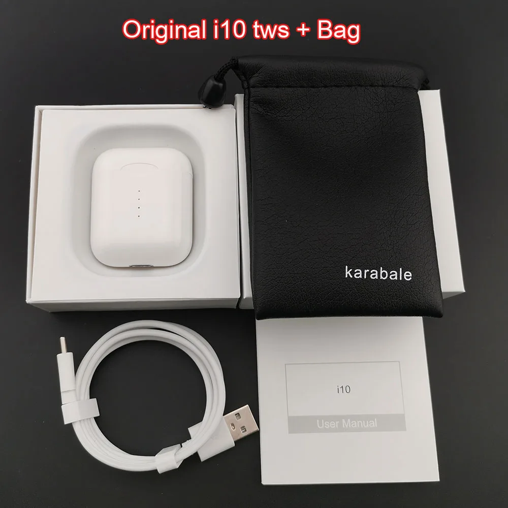 i10 and bag i10 TWS, беспроводные Bluetooth 5,0 наушники, Автоматическое включение/выключение, Беспроводная зарядка с HD микрофоном для iPhone, Android - Цвет: i10 and bag