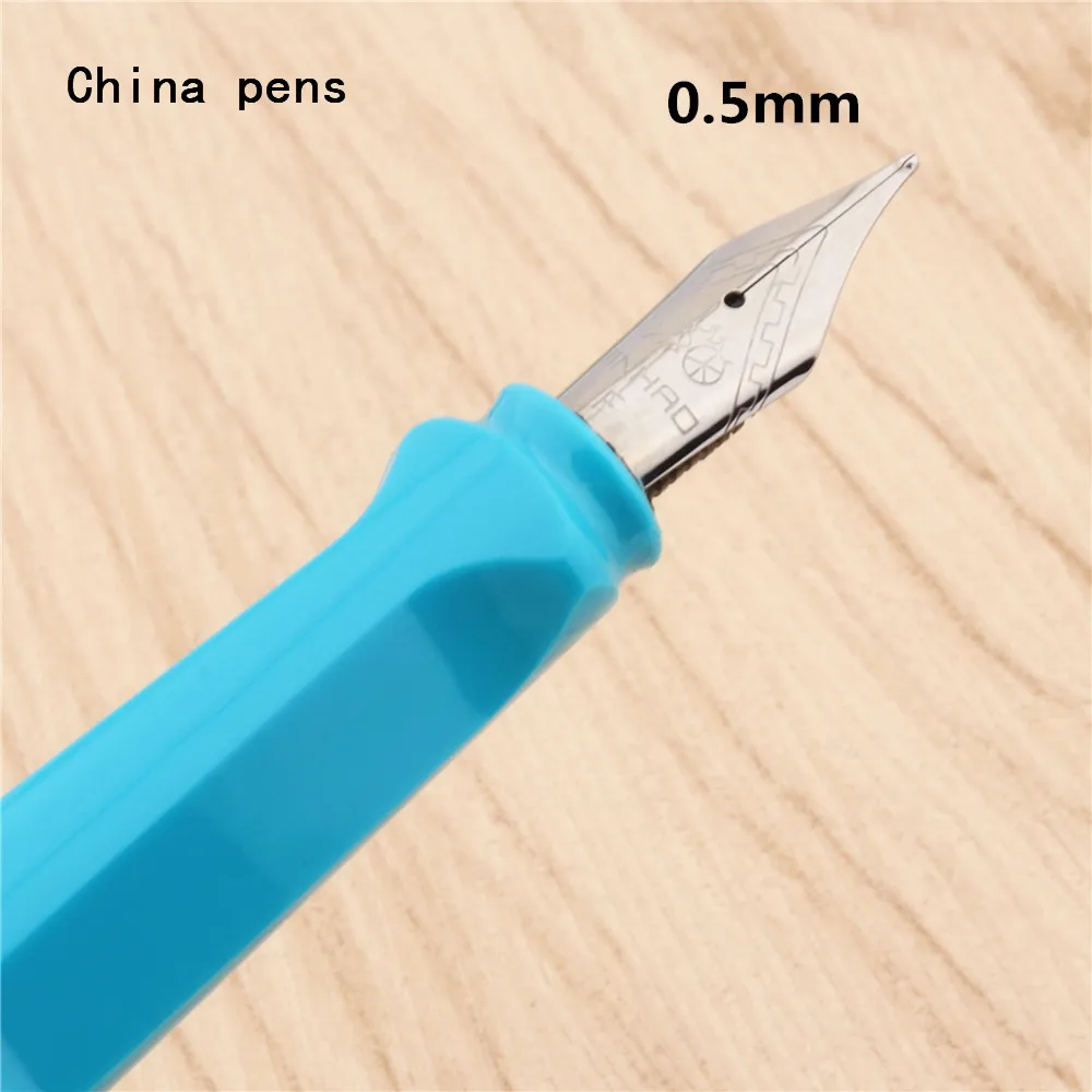 Роскошный Jinhao 873 небесно-голубая английская каллиграфия Duckbill параллельная художественная ручка цветок тело плоская тибетская Арабская авторучка - Цвет: 0.5mm-pen