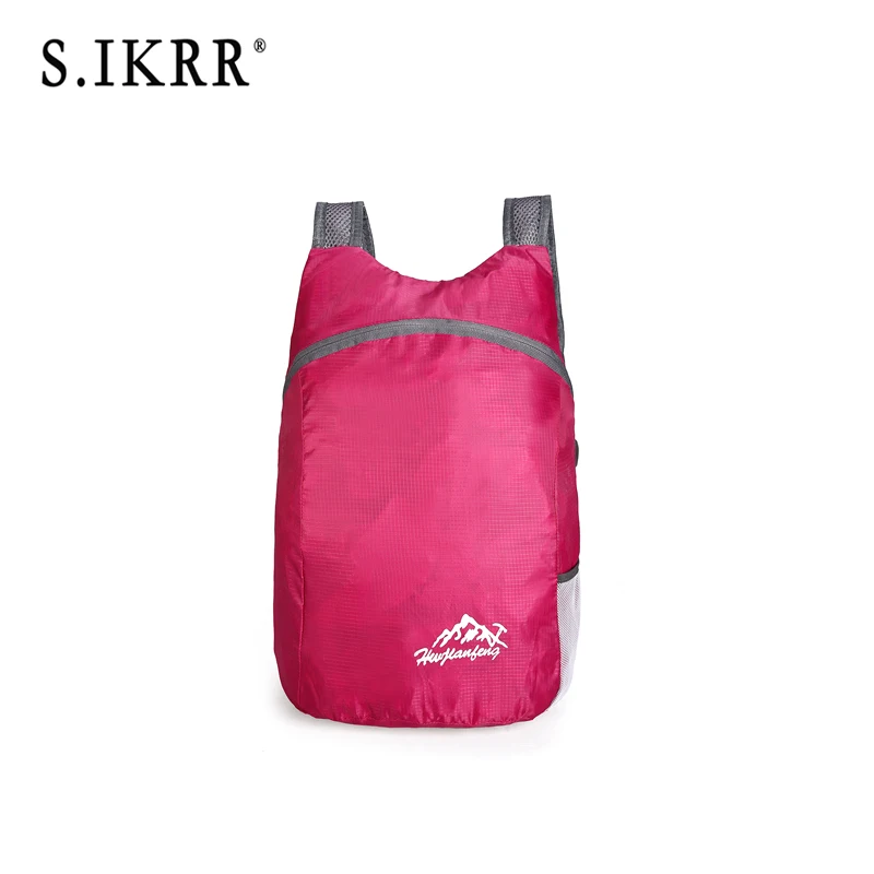 Rose Red S. IKRR портативный нейлоновый рюкзак для путешествий, однотонный простой складной рюкзак на молнии, водонепроницаемая складная сумка для женщин и мужчин - Цвет: Rose Red
