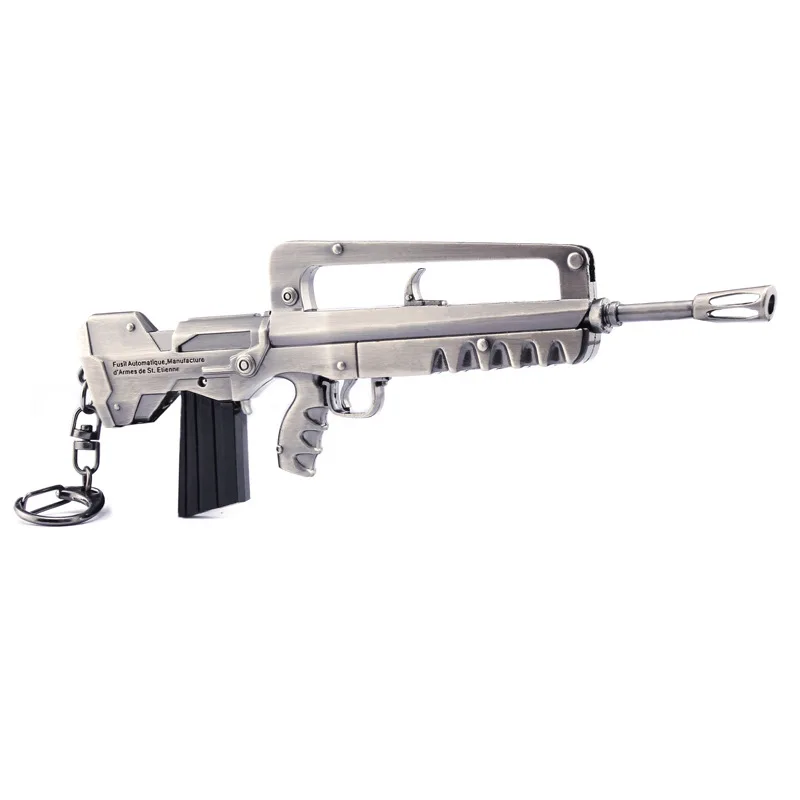 Famas Битва королевская игра пистолет Модель ключ Chian сплав брелок в виде оружия кольцо брелок - Цвет: Famas