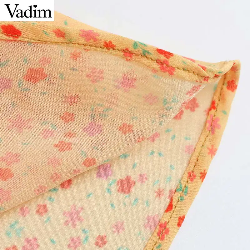 Вадим женщин Сладкий цветочный принт спинки платье до колен с оборками неровный