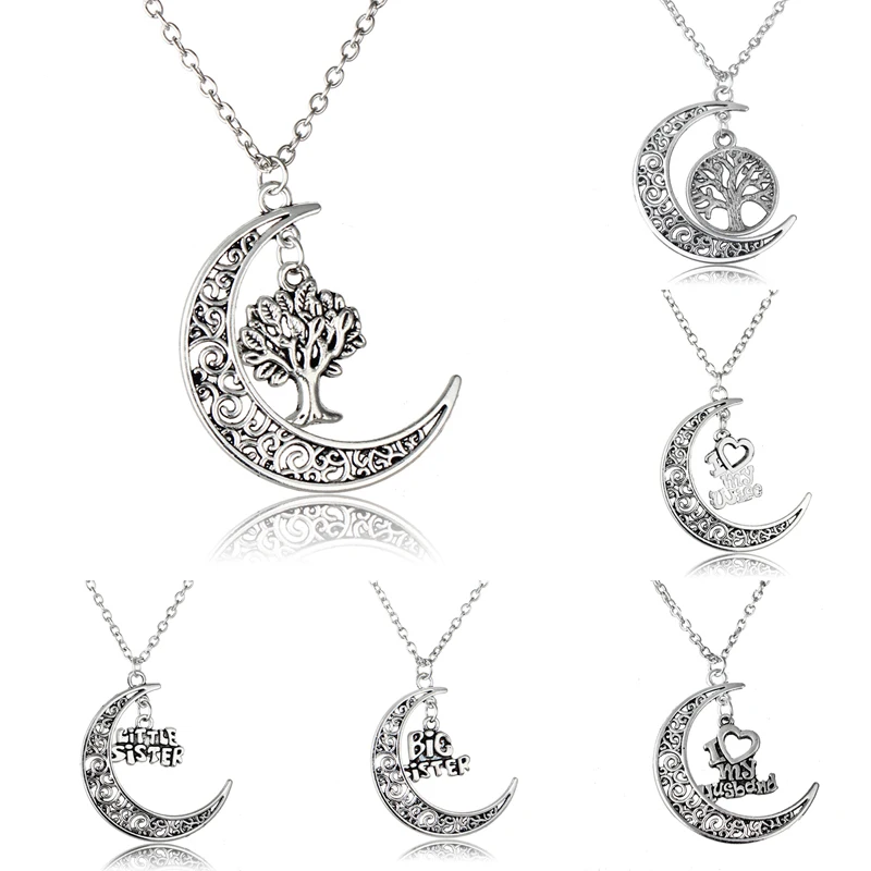Семейная серия Женские Ювелирные изделия подарок I Love My Wife Mother Sister Moon резная