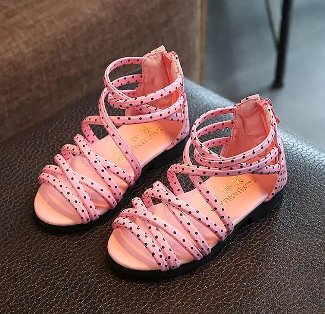 Rose Red Новое платье для маленьких девочек, Римские сандалии модные маленькие Для детей, на лето обувь для малышей; Большие европейские Размеры 21-30 - Цвет: Rose Red