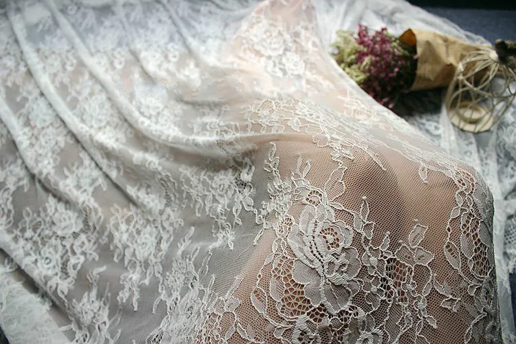 3 м/лот черное белое изысканное кружево с ресничками ткань 150 см свадебное платье