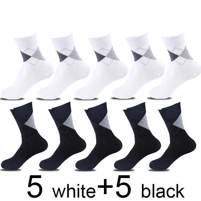 5white 5blackZF250 10 пар/лот, мужские бамбуковые носки, мужские брендовые Новые повседневные носки в деловом стиле, мужские носки из хлопка и бамбукового волокна, длинные зимние носки для подарков - Цвет: 5white 5blackZF250