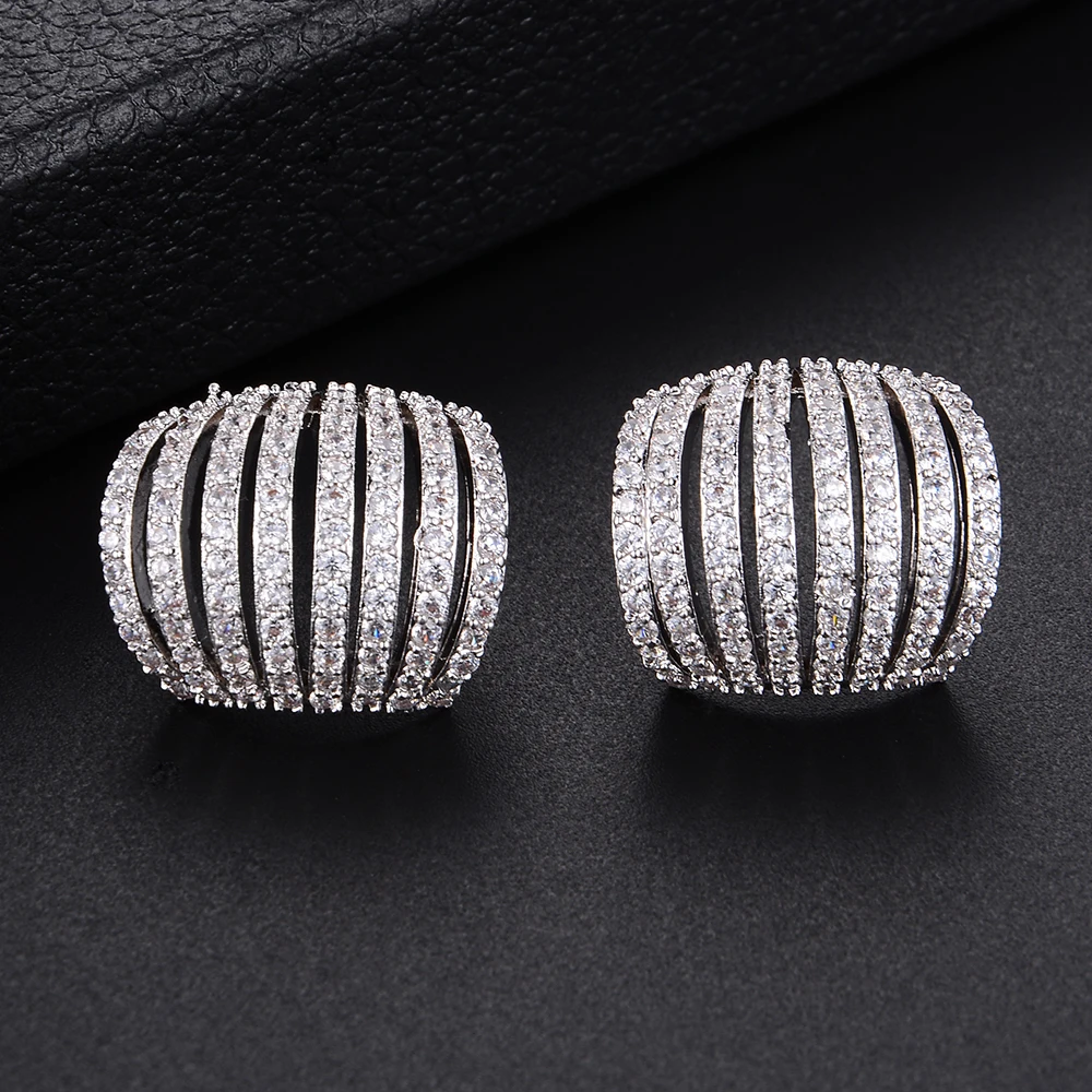 SISCATHY Fashion Full Cubic Zirconia Prevent Earrings Handmade Jewelry Trendy Stud For Women Ear Accessories | Украшения и