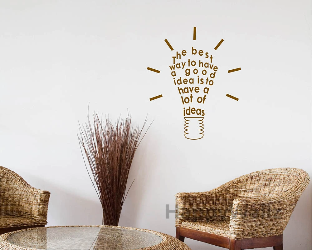 

Motivational Quote Wall Sticker Bulb Inspirational Quote Wall Decal DIY Vinyl Quote Lettering Custom Colors Q80