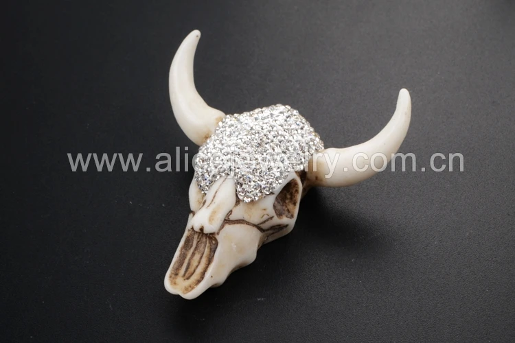 BOROSA 6 шт. longhorn кулоны из смолы рогатый скот бык подвеска в виде буйвола проложить черный/белый цирконий модные ювелирные изделия JAB337 338 339