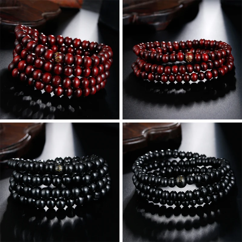 Высококачественные бусины из натурального сандалового дерева диаметром 6 мм и 8