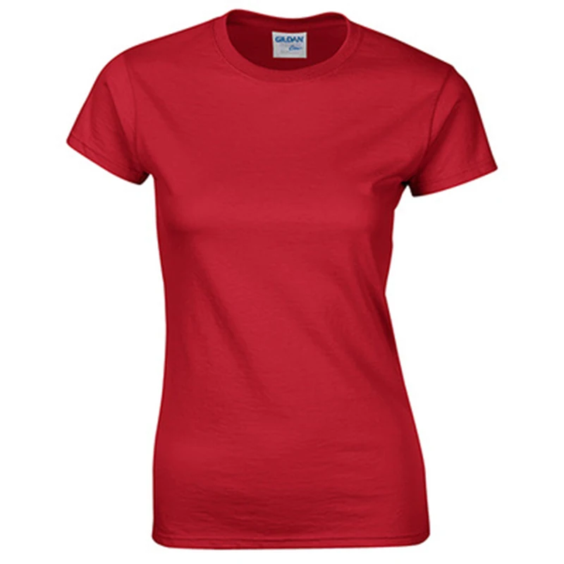 Gildan, высокое качество, 22 цвета, S-XL, простая футболка для женщин, хлопок, эластичные базовые футболки, Женские повседневные топы, футболка с коротким рукавом