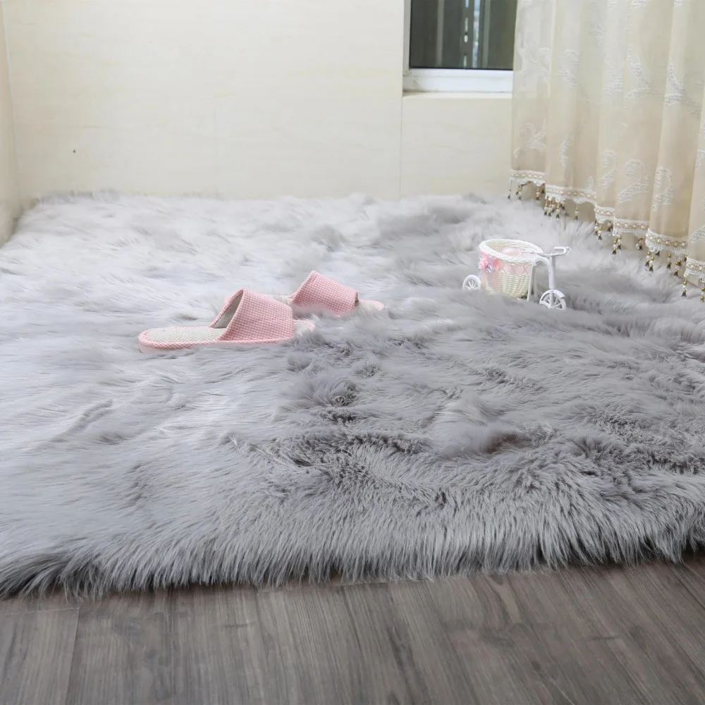 

2019 New15 Colors Long Faux Fur Artificial Skin Rectangle/Square Fluffy Chair Seat Sofa Cover Carpet Mat Area Rug Living Bedroom