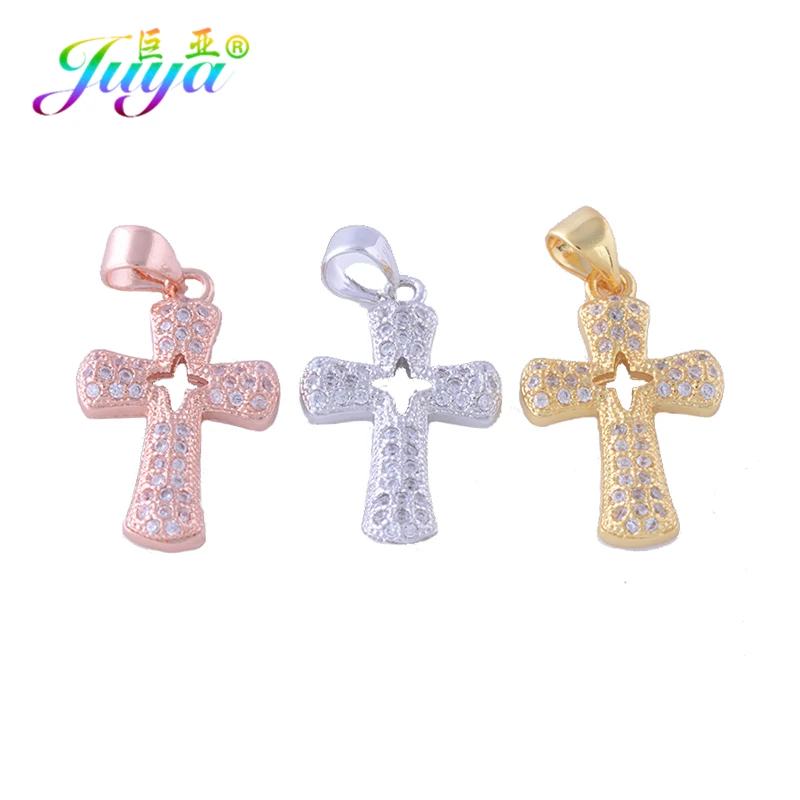 Религиозная подвеска в форме Креста Juya Micro Pave из циркония для ручной работы