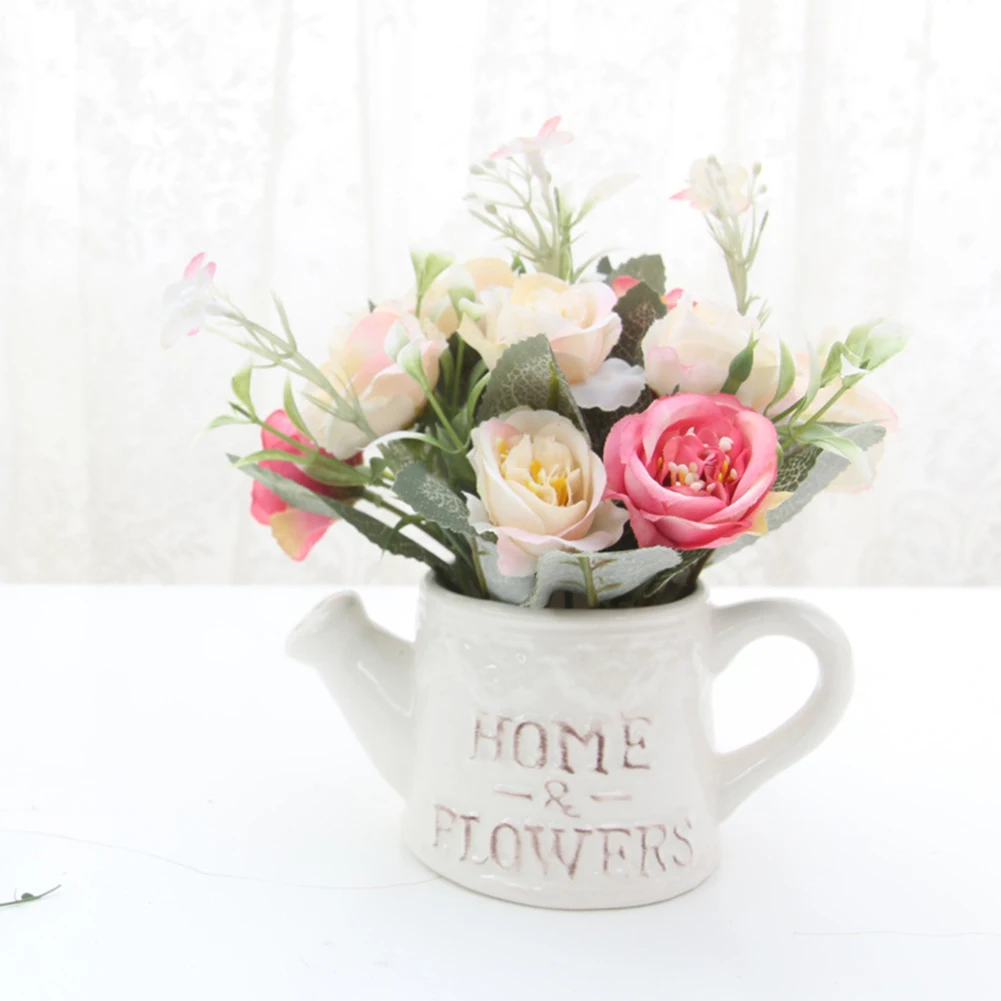 1Pc Artificial Flower Watering Pot Shape Bonsai Home Office Desktop Party Decoration | Дом и сад