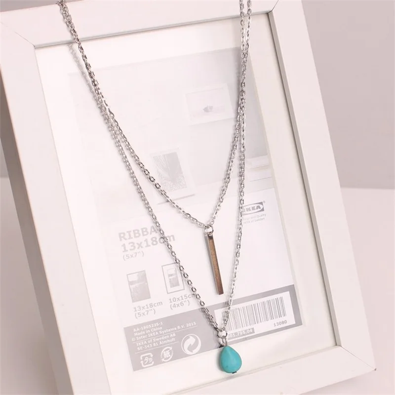 Модное ожерелье подвеска двухслойная Женская Длинная цепочка ювелирное изделие