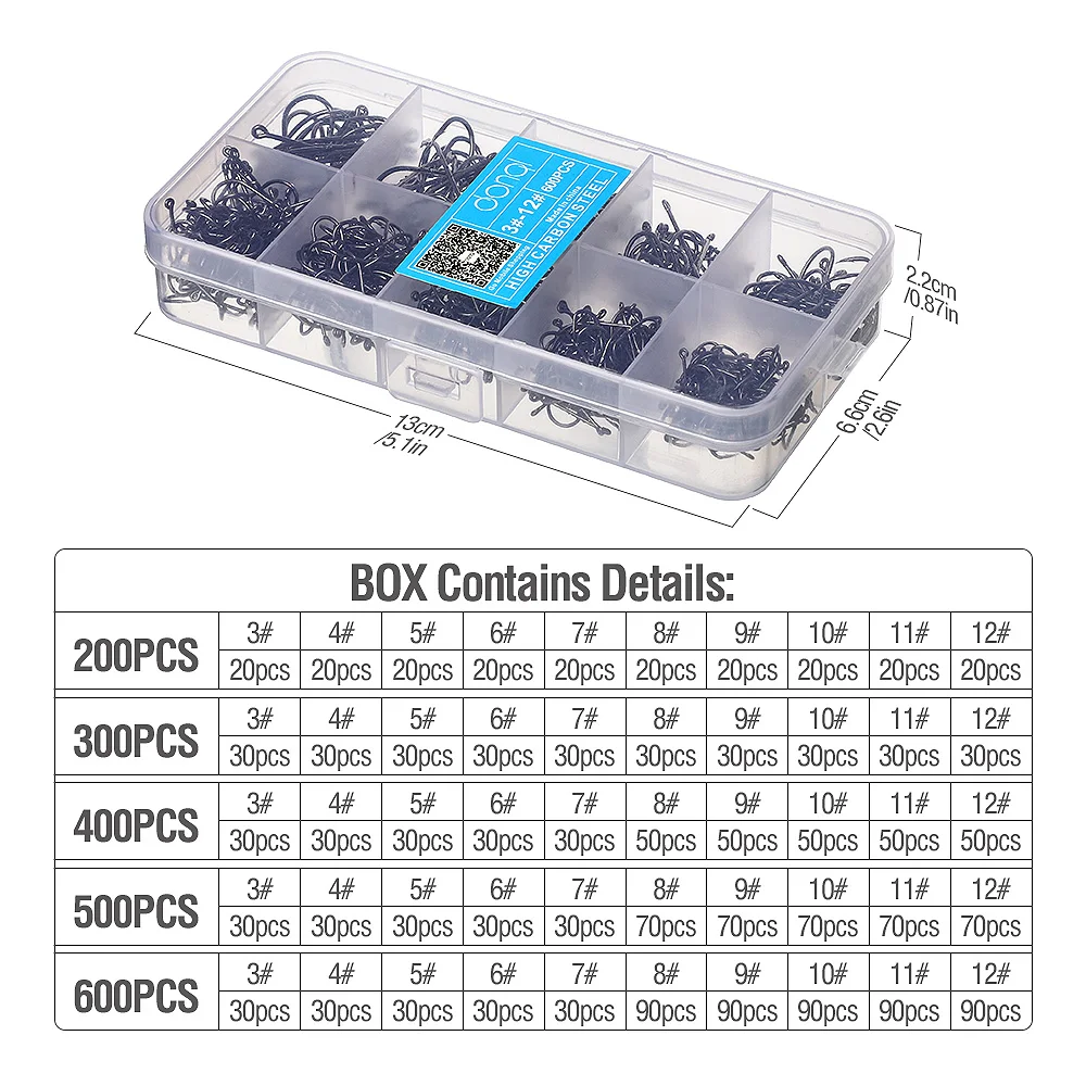 DONQL 200-600 шт/коробка колючие рыболовные крючки 3#-12# карп одинарный рыболовный крючок набор рыболовные принадлежности из углеродистой стали джиг морские крючки