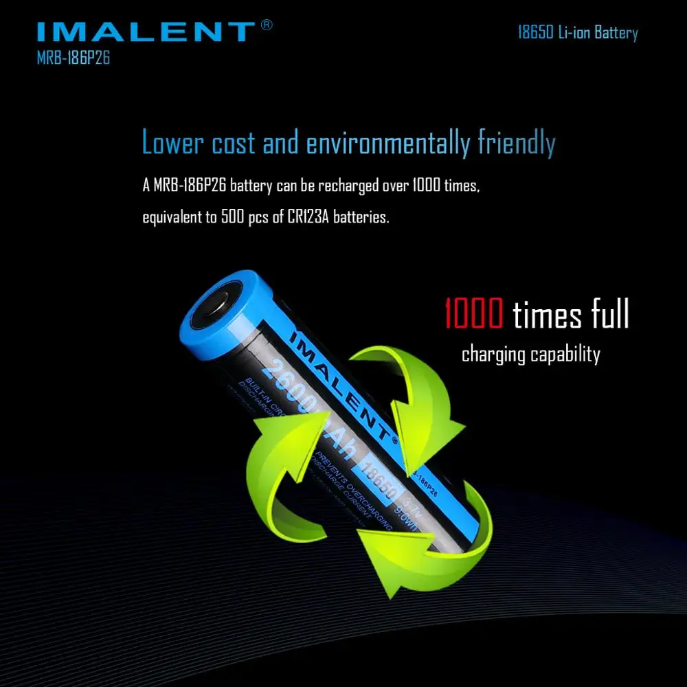 Imalent оригинальный MRB 186P26 18650 2600 Мощная батарея емкостью 6300 мaч литий ионные
