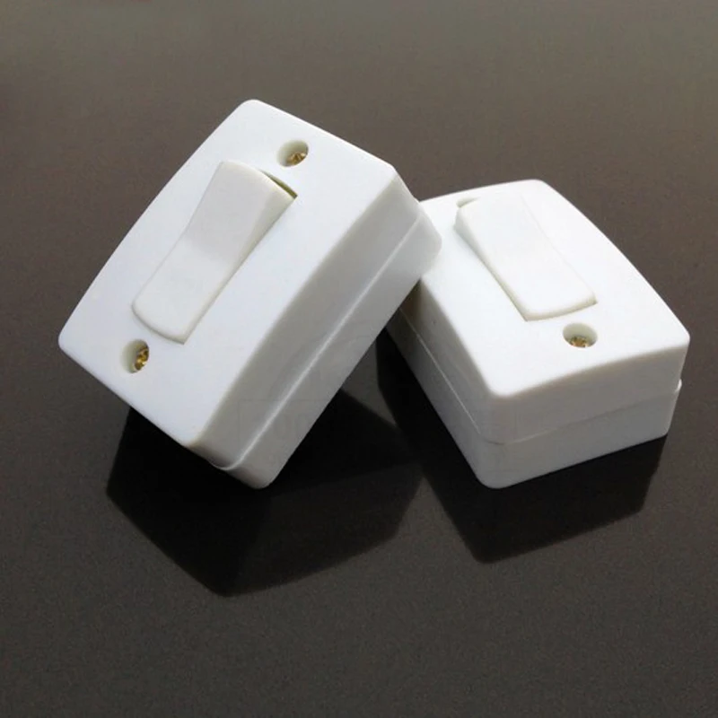 5pcs/lot Bakelite Switch Push Button Mounted Wall or Table On/Off Bedside Control 3.5X5.5cm 6A White | Обустройство дома