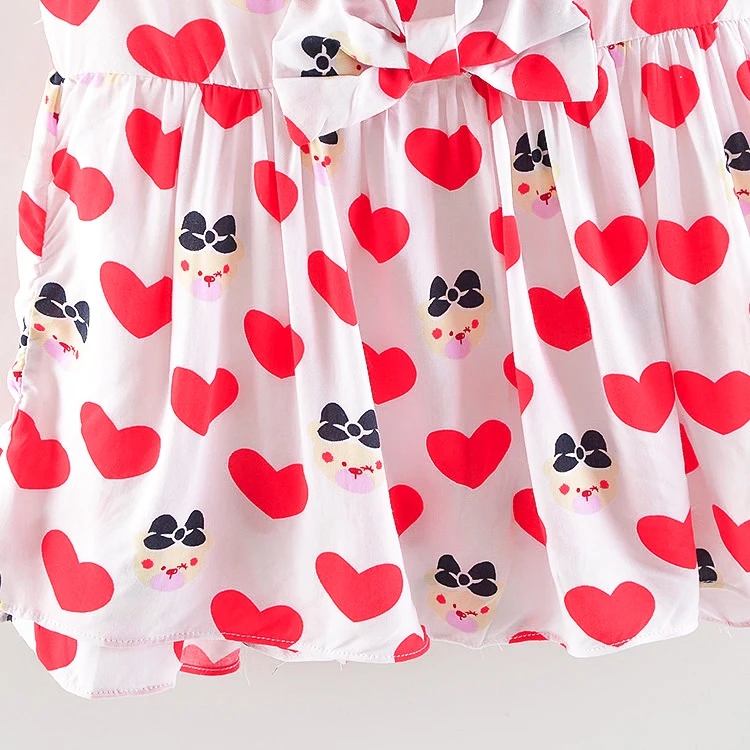 BibiCola/платье для маленьких девочек летнее Хлопковое платье с сердечками
