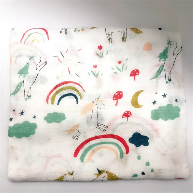 

karitree Baby Summer 100% Muslin cotton Single layer baby towel newborn blanket baby swaddle infant wrap 120x120cm 150g