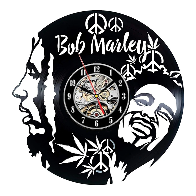 Bob Marley 3D настенные часы современный дизайн для гостиной классический винтажный виниловый рекорд часы настенные часы искусство украшение дома 12 дюймов