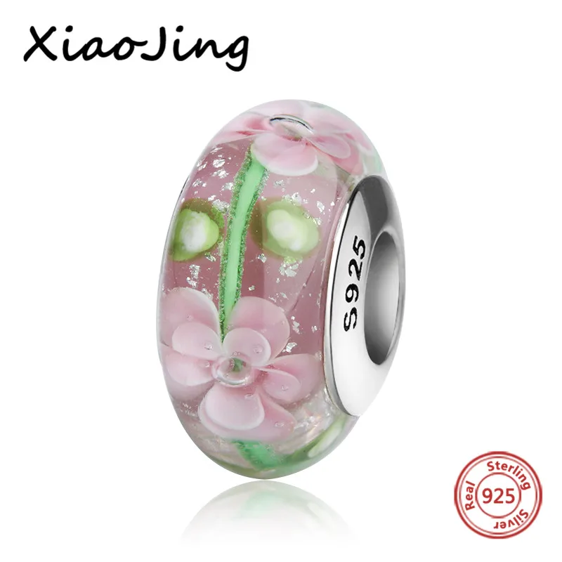 New design green four leaf clover Murano glass beads diy charms 925 sterling silver fit authentic pandora bracelet jewelry gifts - Цвет: TG1054