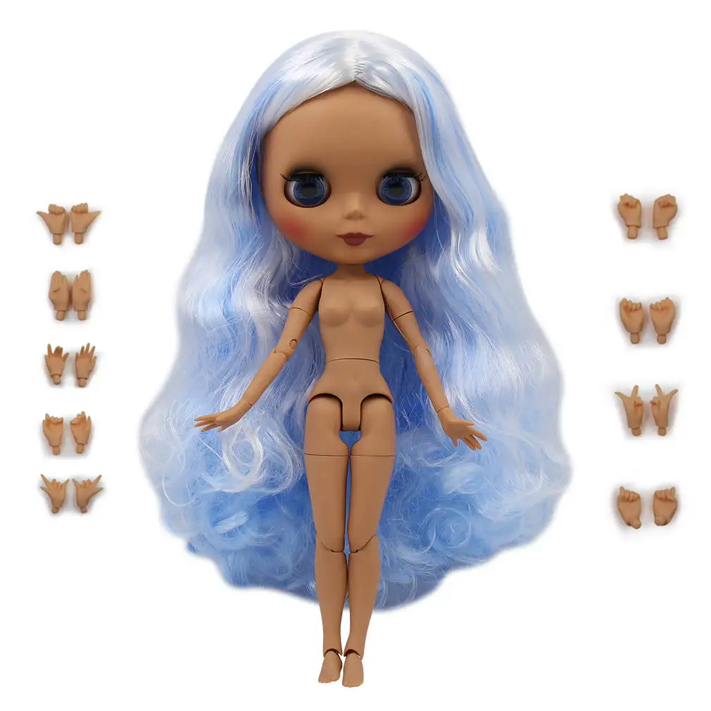 dark skin Ледяная фабрика Blyth кукла шарнир тело DIY игрушки BJD 30 см 1/6 модные куклы девочка подарок Специальное предложение на продажу - Цвет: dark skin