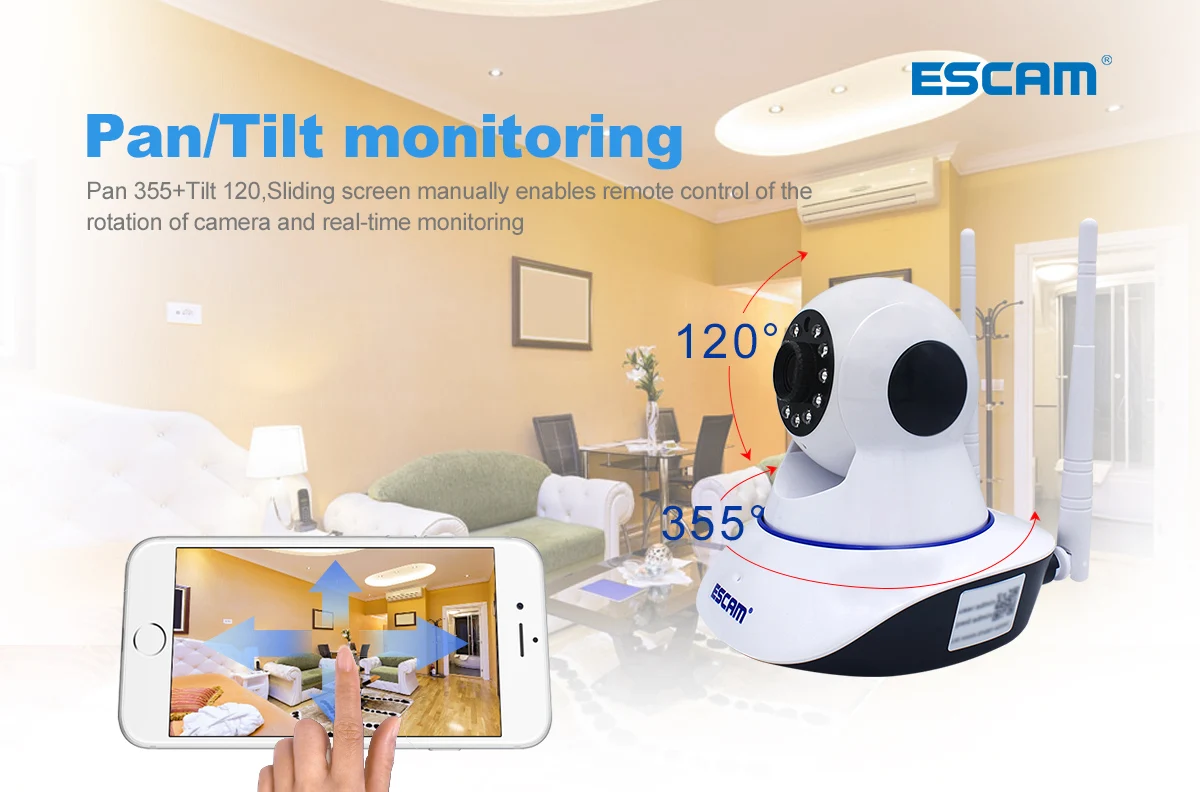 ESCAM G01 двойная антенна 1080P панорамирование/наклон WiFi IP IR камера Поддержка ONVIF Max до 128 Гб Видео монитор ip камера
