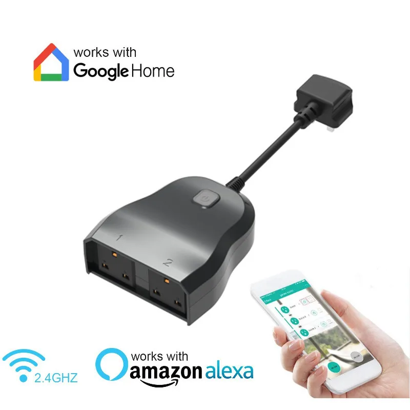 Наружная беспроводная Wi Fi Смарт вилка PLYMOTON с 2 розетками британский стандарт