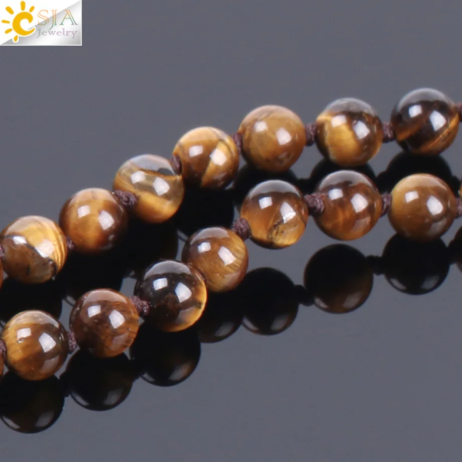 Ожерелье CSJA 2018 натуральный драгоценный камень тигровый глаз ожерелье для мужчин