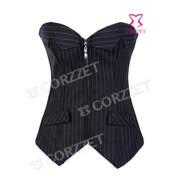Корсет-бюстье и корсет для досуга на молнии бурлеск из ткани в тонкую полоску |
