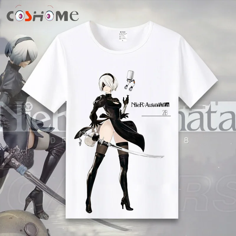 Футболки Coshome Game NieR Automata 2B костюмы для косплея футболка мужские и женские топы с