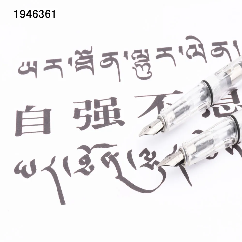 Jinhao 874 Transparent white Gothic parallel the art flower body art Flat Tip Vinyl Tibetan Arabic Student office Fountain Pen