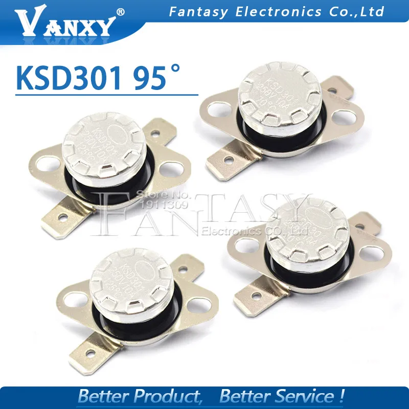 5 шт. Новый KSD301 95 градусов 250V 10A нормально закрытый Температура управляемый