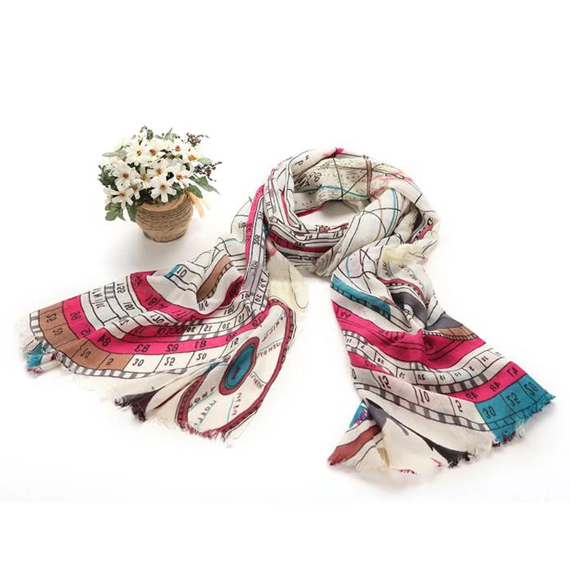 Женский кашемировый шарф синий и красный тонкий летний из натуральной ткани