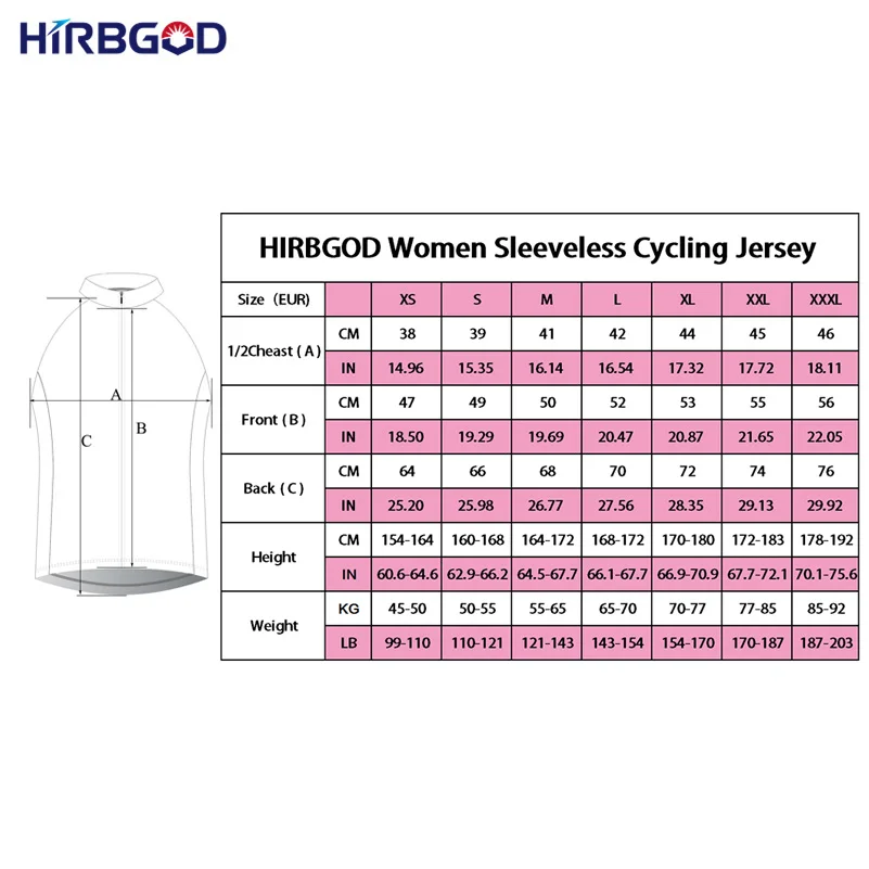 HIRBGOD розовый Для женщин без рукавов Велоспорт Джерси для летние быстросохнущая