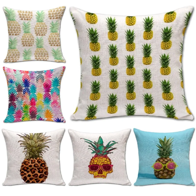 Cushion Cover Ananas Pineapple Printed Linen Pillow Case Home Decoration Car Sofa Decorative Pillowcase almofadas | Дом и сад