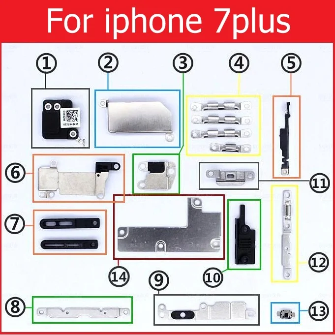 For iphone 7 plus Розничная, внутренние маленькие металлические железные детали для iPhone 4, 4S, 5, 5c, 5S, 6, 6 S, 7, 8 Plus, X, маленький держатель, кронштейн, защитная пластина, набор деталей - Цвет: For iphone 7 plus
