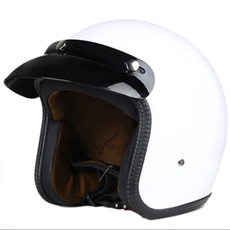 Мотоциклетный шлем Ретро Винтаж Синтетическая кожа Casco Moto Cruiser Chopper скутер Кафе Racer 3/4 открытый шлем DOT