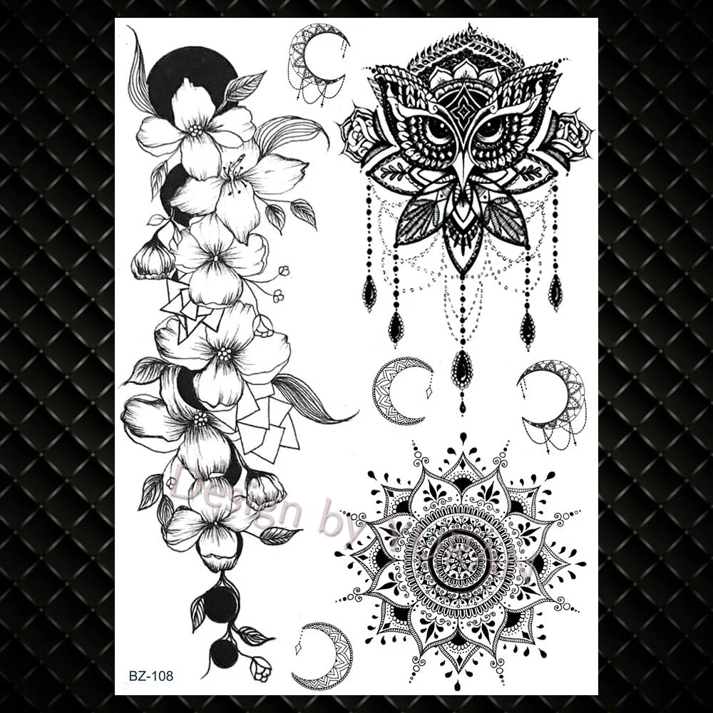 YURAN Hot Boho Индия Мандала Хна Цветок для женщин грудь уши татуировки наклейки