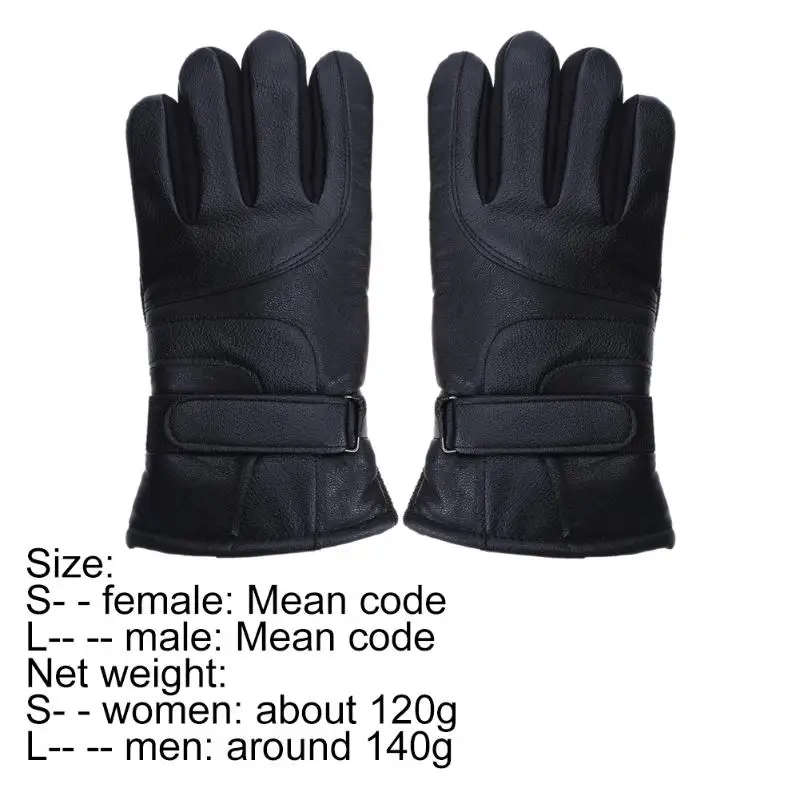 Full Leather Winter Men Women Mittens Ticken Plus Fleece Warm Touch Screen Stylish Style Unisex Solid Black Cotton Gloves | Аксессуары