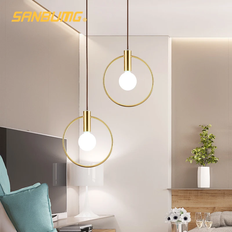 SANBUMG Скандинавское Современное креативное кольцо подвесные светильники Золотой