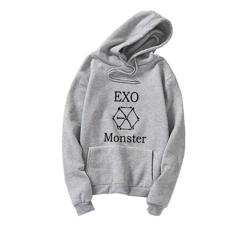 Kpop EXO пуловер с капюшоном женская зимняя Весенняя флисовая одежда для пары