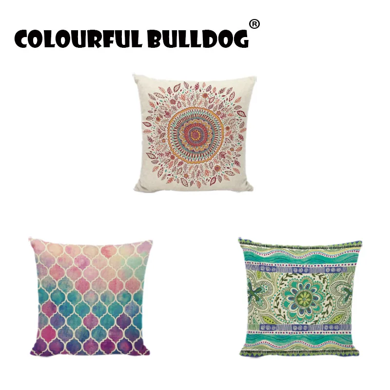 Наволочки с геометрическим узором мандала наволочки зелеными листьями для дома