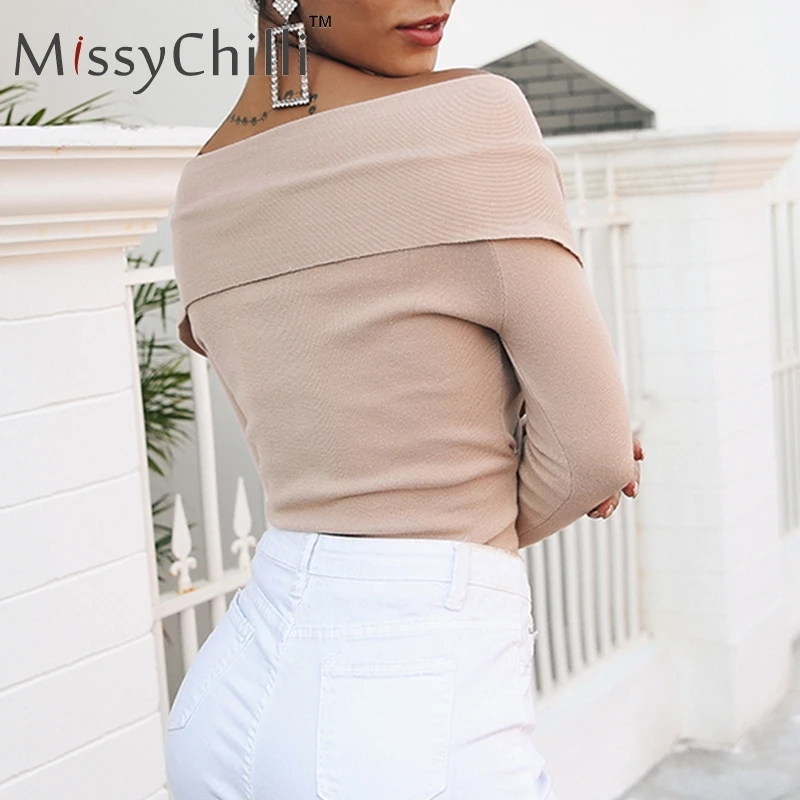Женский свитер с открытыми плечами MissyChilli повседневные женские пуловеры