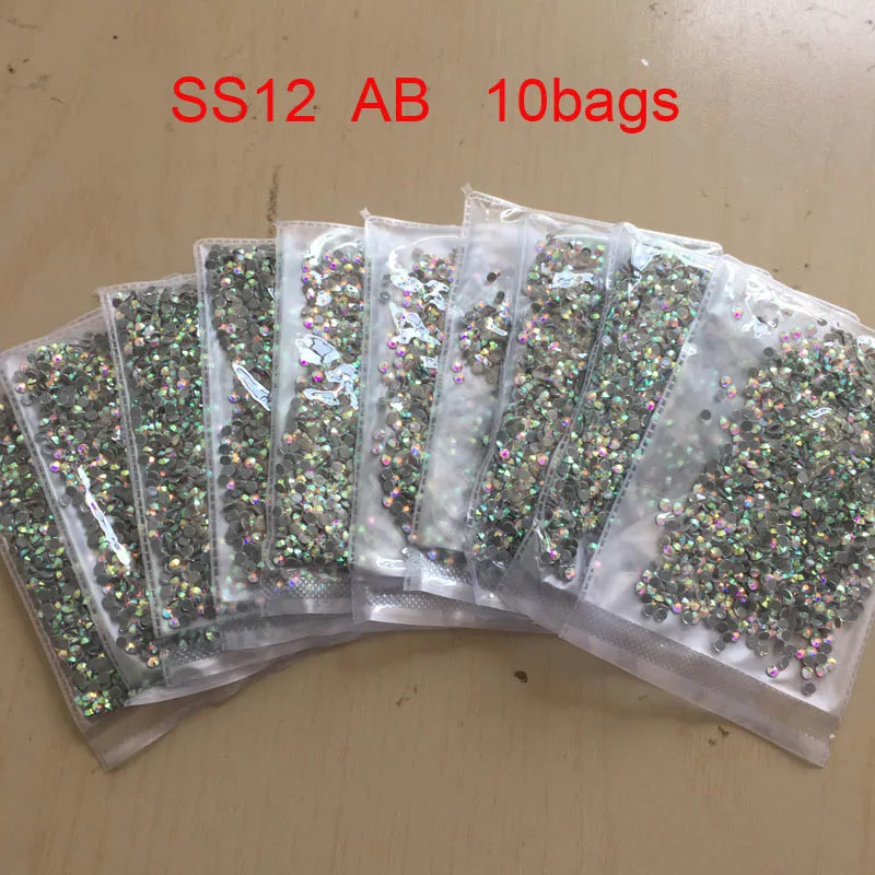 10 пакетов/партия стразы с плоской задней стороной|crystal ab|hot fix rhinestonestrass rhinestone |
