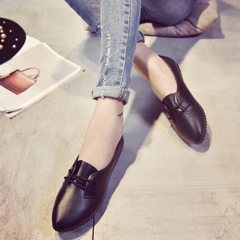 Туфли-оксфорды Vangull женские ПУ кожа шнуровка круглый носок плоская подошва